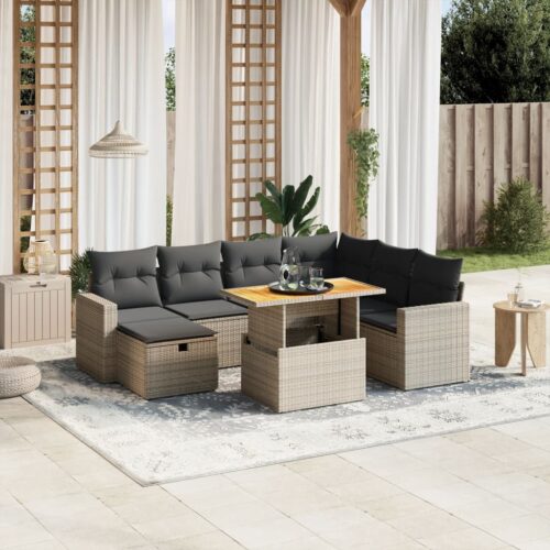 8-Piece Garden Sofa Set Outdoor Patio Lounge Couch Wicker Rattan Furniture Grey - Image 2