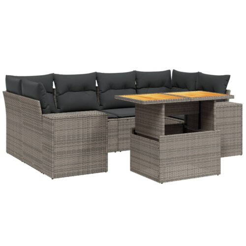 7-Piece Garden Sofa Set Outdoor Patio Lounge Wicker Rattan Furniture Setting Grey