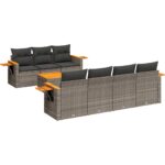 8-Piece Garden Sofa Set Outdoor Patio Lounge Couch Wicker Rattan Furniture Grey