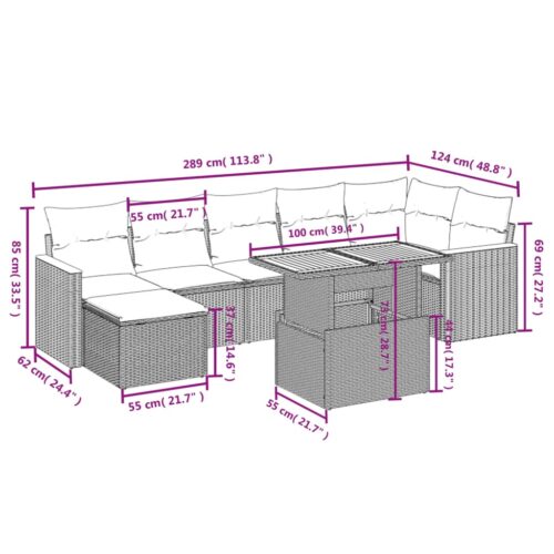 8-Piece Garden Sofa Set Outdoor Patio Lounge Couch Wicker Rattan Furniture Grey - Image 3