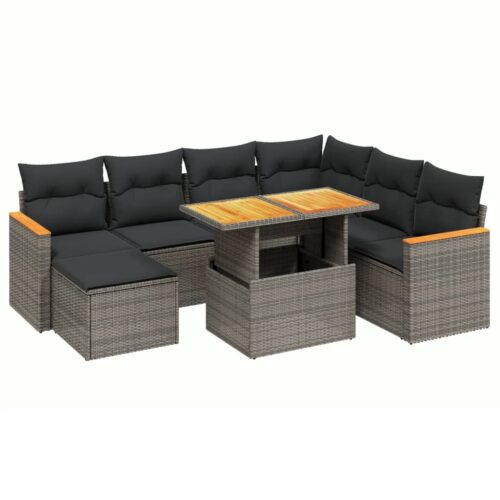 8-Piece Garden Sofa Set Outdoor Patio Lounge Couch Wicker Rattan Furniture Grey