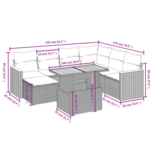 8-Piece Garden Sofa Set Outdoor Patio Lounge Couch Wicker Rattan Furniture Grey - Image 3