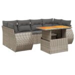 7-Piece Garden Sofa Set Outdoor Patio Lounge Wicker Rattan Furniture Setting Grey
