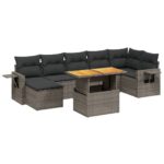 8-Piece Garden Sofa Set Outdoor Patio Lounge Couch Wicker Rattan Furniture Grey