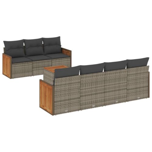 8-Piece Garden Sofa Set Outdoor Patio Lounge Couch Wicker Rattan Furniture Grey - Image 13