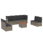9-Piece Garden Sofa Set with Cushions Outdoor Patio Furniture Grey Poly Rattan