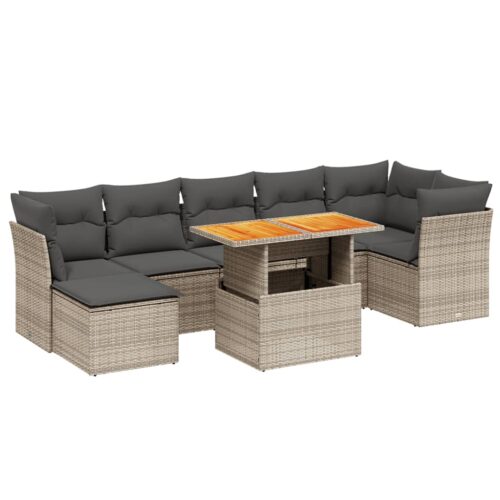 8-Piece Garden Sofa Set Outdoor Patio Lounge Couch Wicker Rattan Furniture Grey