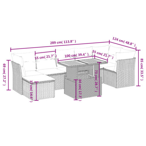 8-Piece Garden Sofa Set Outdoor Patio Lounge Couch Wicker Rattan Furniture Grey - Image 3