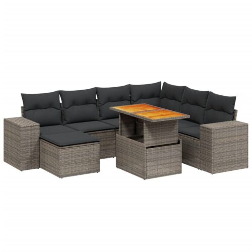 8-Piece Garden Sofa Set Outdoor Patio Lounge Couch Wicker Rattan Furniture Grey - Image 5