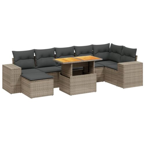 8-Piece Garden Sofa Set Outdoor Patio Lounge Couch Wicker Rattan Furniture Grey