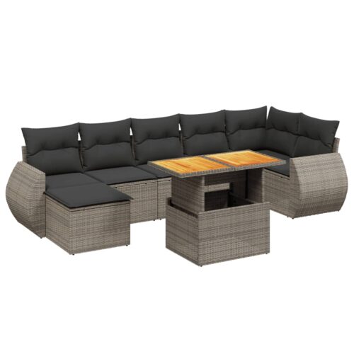 8-Piece Garden Sofa Set Outdoor Patio Lounge Couch Wicker Rattan Furniture Grey