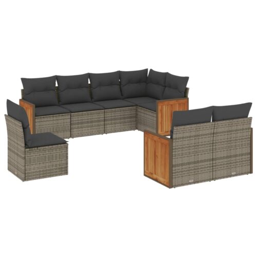 8-Piece Garden Sofa Set Outdoor Patio Lounge Couch Wicker Rattan Furniture Grey
