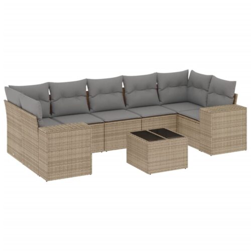 8-Piece Garden Sofa Set Outdoor Patio Lounge Couch Wicker Rattan Furniture Beige