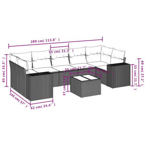 8-Piece Garden Sofa Set Outdoor Patio Lounge Couch Wicker Rattan Furniture Beige - Image 3