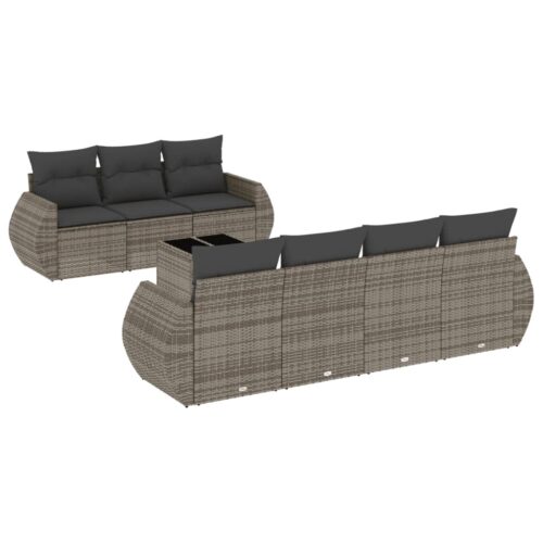 8-Piece Garden Sofa Set Outdoor Patio Lounge Couch Wicker Rattan Furniture Grey - Image 13