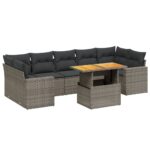 8-Piece Garden Sofa Set Outdoor Patio Lounge Couch Wicker Rattan Furniture Grey