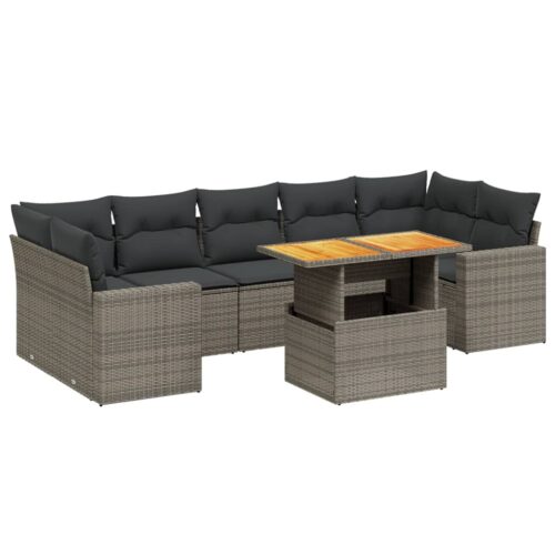 8-Piece Garden Sofa Set Outdoor Patio Lounge Couch Wicker Rattan Furniture Grey