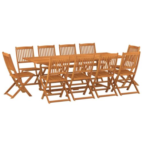 11-Piece Garden Dining Set 220x90x75cm Solid Wood Acacia