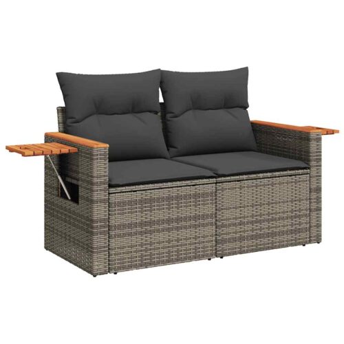 8-Piece Garden Sofa Set Outdoor Patio Lounge Couch Wicker Rattan Furniture Grey Acacia - Image 5