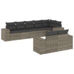8-Piece Garden Sofa Set Outdoor Patio Lounge Couch Wicker Rattan Furniture Grey
