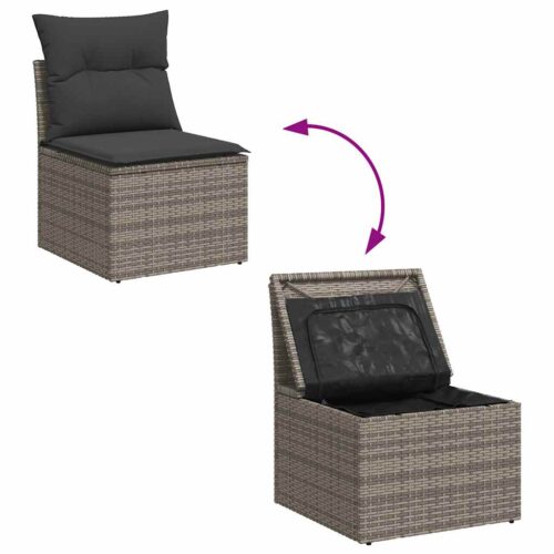 7-Piece Garden Sofa Set Outdoor Patio Lounge Wicker Rattan Furniture Setting Grey Acacia - Image 8