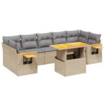 8-Piece Garden Sofa Set Outdoor Patio Lounge Couch Wicker Rattan Furniture Beige