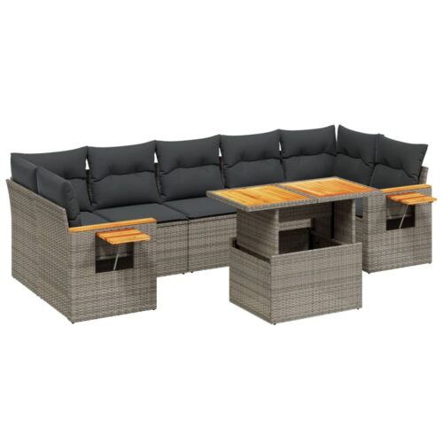 8-Piece Garden Sofa Set Outdoor Patio Lounge Couch Wicker Rattan Furniture Grey