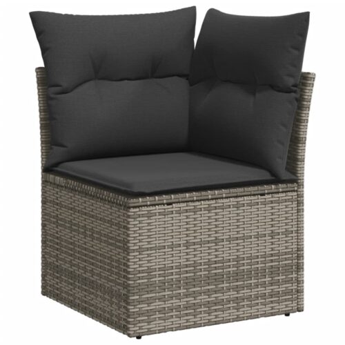 9-Piece Garden Sofa Set with Cushions Outdoor Patio Furniture Grey Poly Rattan - Image 3