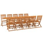 11-Piece Garden Dining Set 280x90x75cm Solid Wood Acacia