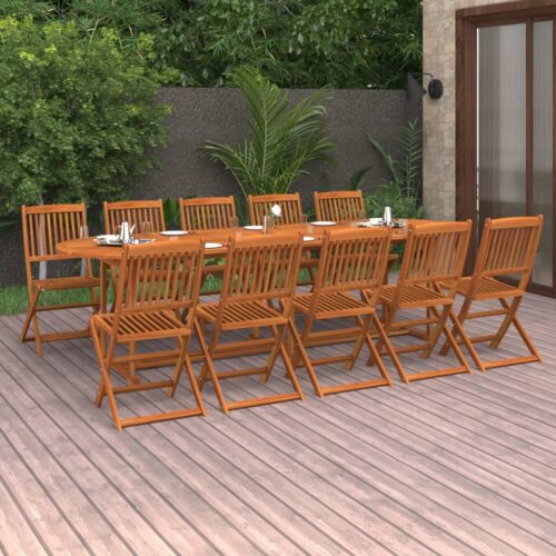 11-Piece Garden Dining Set 280x90x75cm Solid Wood Acacia - Image 2