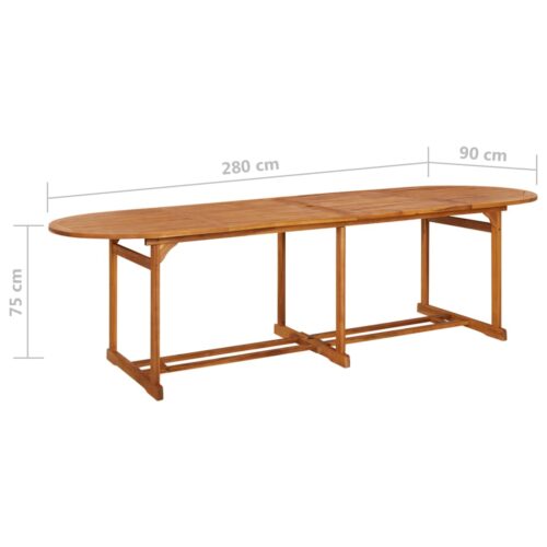 11-Piece Garden Dining Set 280x90x75cm Solid Wood Acacia - Image 12