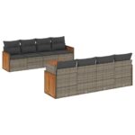 9-Piece Garden Sofa Set with Cushions Outdoor Patio Furniture Grey Poly Rattan