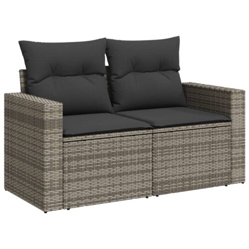 9-Piece Garden Sofa Set with Cushions Outdoor Patio Furniture Grey Poly Rattan - Image 3