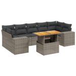 8-Piece Garden Sofa Set Outdoor Patio Lounge Couch Wicker Rattan Furniture Grey