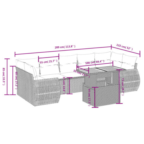 8-Piece Garden Sofa Set Outdoor Patio Lounge Couch Wicker Rattan Furniture Beige - Image 3
