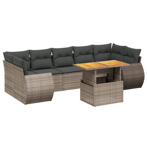 8-Piece Garden Sofa Set Outdoor Patio Lounge Couch Wicker Rattan Furniture Grey