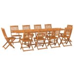 11-Piece Garden Dining Set 280x90x75cm Solid Wood Acacia