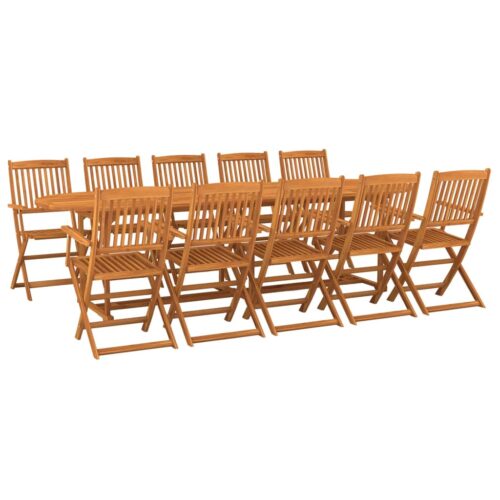 11-Piece Garden Dining Set 280x90x75cm Solid Wood Acacia