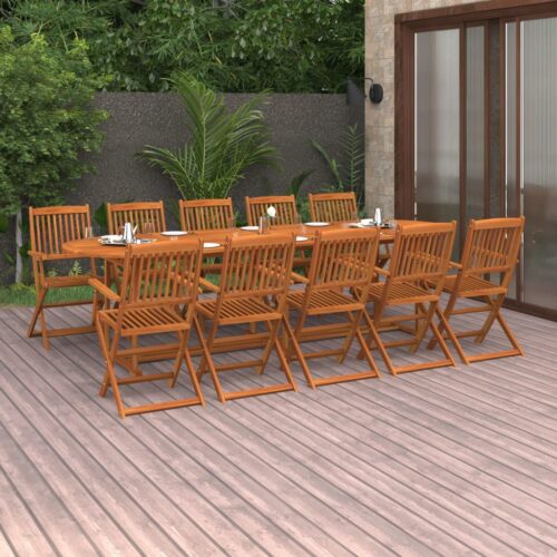 11-Piece Garden Dining Set 280x90x75cm Solid Wood Acacia - Image 2