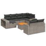 11-Piece Garden Sofa Set with Cushions Outdoor Patio Lounge Furniture Grey Poly Rattan