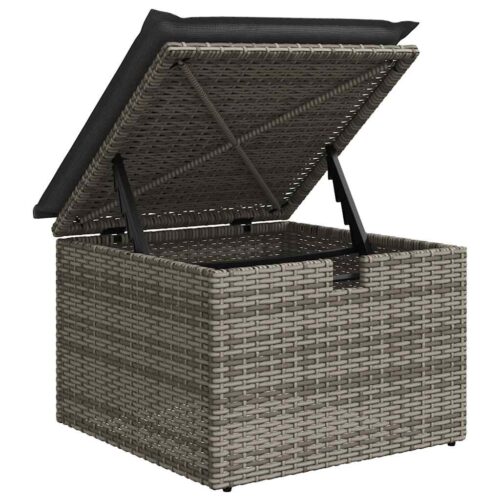 9-Piece Garden Sofa Set with Cushions Outdoor Patio Furniture Grey Poly Rattan Acacia - Image 11