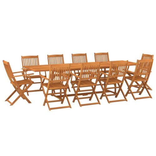 11-Piece Garden Dining Set 280x90x75cm Solid Wood Acacia
