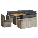 9-Piece Garden Sofa Set with Cushions Outdoor Patio Furniture Grey Poly Rattan