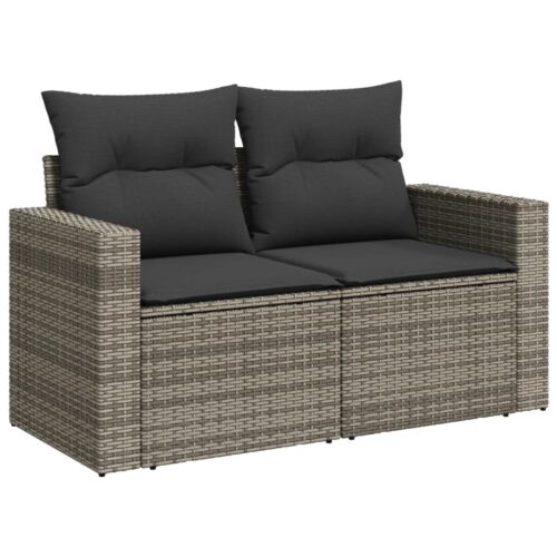 10-Piece Garden Sofa Set with Cushions Outdoor Patio Lounge Furniture Grey Poly Rattan - Image 3
