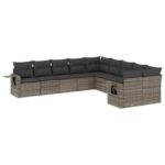 10-Piece Garden Sofa Set with Cushions Outdoor Patio Lounge Furniture Grey Poly Rattan