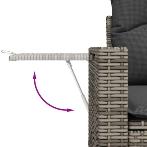 10-Piece Garden Sofa Set with Cushions Outdoor Patio Lounge Furniture Grey Poly Rattan - Image 5