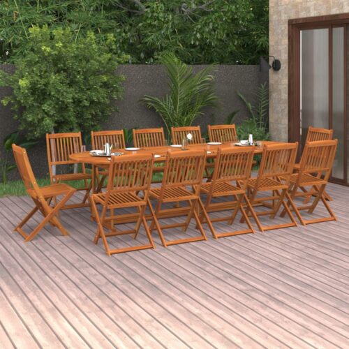 13-Piece Garden Dining Set 280x90x75cm Solid Wood Acacia - Image 2