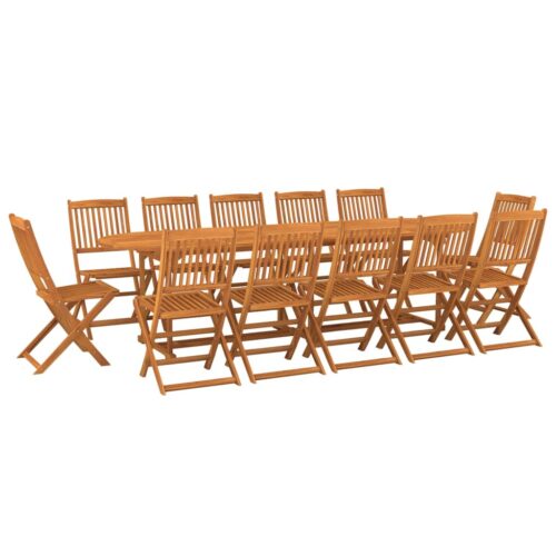 13-Piece Garden Dining Set 280x90x75cm Solid Wood Acacia - Image 13
