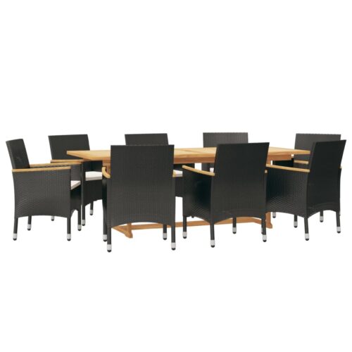 9-Piece Garden Dining Set with Cushions Outdoor Patio Furniture Black - Image 3