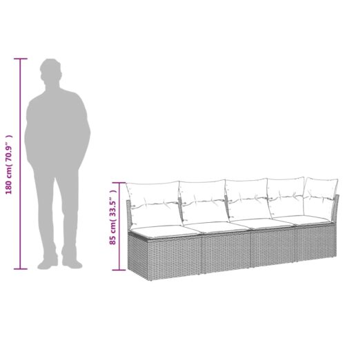 9-Piece Garden Sofa Set with Cushions Outdoor Patio Furniture Grey Poly Rattan - Image 11